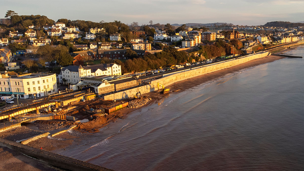 Breaking waves in Dawlish new sea wall playing key role in protecting